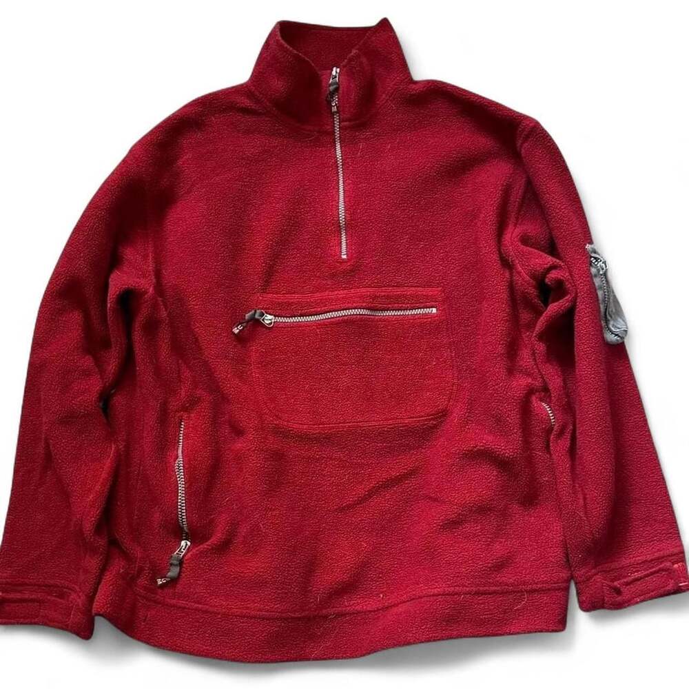 B.U.M. Equipment Fleece 1/4 Zip Pullover Size L Red